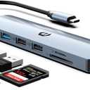 USB C HUB, 7 in 1 USB Docking Station, 4K HDMI, 100W Power Delivery, USB 3.0 Ports, Dual USB 2.0 Ports, SD/TF Card Reader, Compatible with iMac, Surface, XPS, Thinkpad, Galaxy, and More
