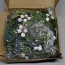 6 PCS 3 Inch Spring Summer Candle Rings Wreaths Mini Green Candle Rings Wreath Artificial Wreath with Eucalyptus Leaves and White Berries for Wedding Party Table Farmhouse Home Decorations