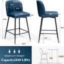 Pellebant 27 Inch Swivel Bar Stools Set of 2 Counter Height Barstools with Back Faux Leather Kitchen Island Chairs for Home Counter Kitchen and Dining Room Furniture, Blue, 2 PCS - 27" Counter Height