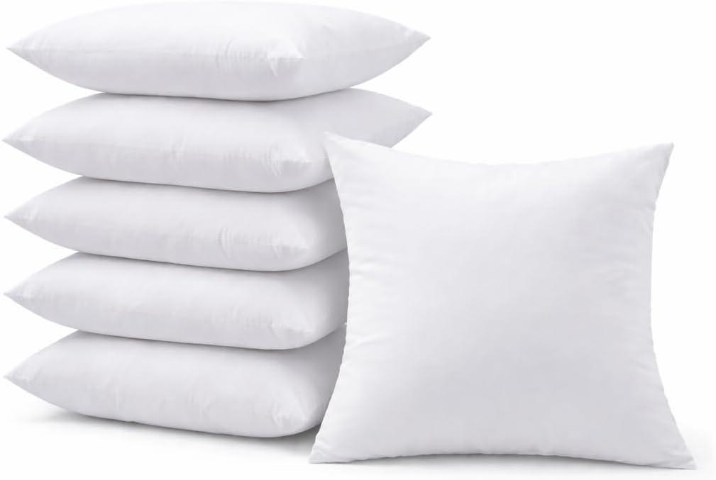 18 x 18 Inch Throw Pillow Inserts Set of 6 Square Cushions with Polyester Fill for Decorative Pillow Covers