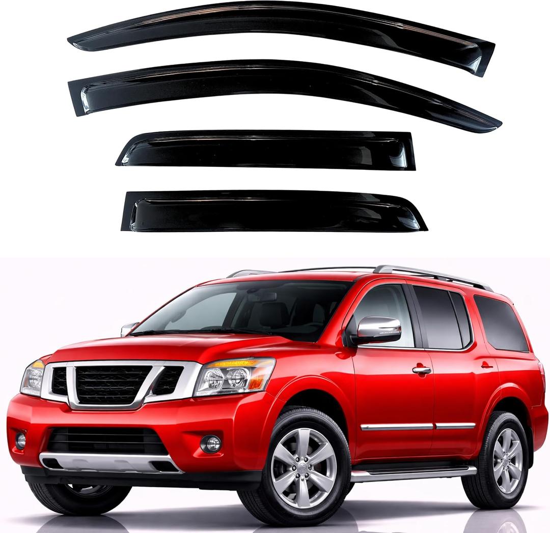 KPY Rain Guards Fit for 2004-2016 Nissan Armada, Out-Channel Window Visors Vent Wind Deflectors 4PC, Car Accessories for 04-16 Armada