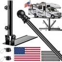 Patented 180° Adjustable Tailgate Flag Pole Kit - 10FT Portable RV Flagpole Mount with 3x5 250D US Flag & Tire Mount Base - Flag Holder for Truck, Camper, Trailer, Tailgating & Outdoor Events
