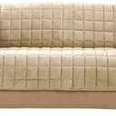 SureFit Deluxe Pet Sofa Cover Furniture Protector, Plush Mink Couch with Odor Control Pet Protector, Machine Washable Sofa Cover, Ivory Furniture Cover