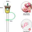 2 x Straw Cover Compatible With Starbucks Cup, 7Pcs Reusable Drinking Straw Cover, Splash Proof Straw Cover Cap, Straw Covers Cap for Tumbles,Cups Accessories (7-8MM-7PCS).
