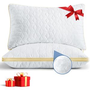 mislili Pillows Queen Size Set of 2, Luxury Hotel Quality Queen Pillows for Sleeping 2 Pack, Cooling Soft Down Alternative Gusseted Bed Pillow, Comfortable and Supportive, Machine Washable