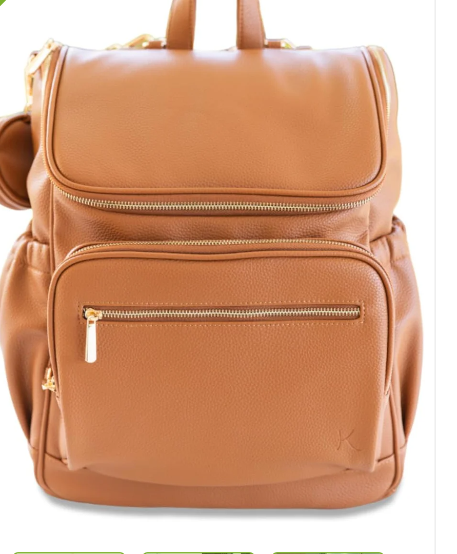 Waterproof, with Changing Pad, Stroller Straps, Pacifier Case, Light Brown Vegan Leather