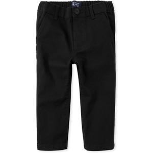and Toddler Stretch Straight Chino Pants (4T, Black Single)