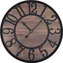 LEIKE Large Wall Clock,Silent,Non Ticking,Battery Operated Round Modern Big Wood Wall Clocks for Living Room, Bedroom,Kitchen,Farmhouse,Office,Rustic Home Decor-16 Inch/40CM-Black-Arabic Number