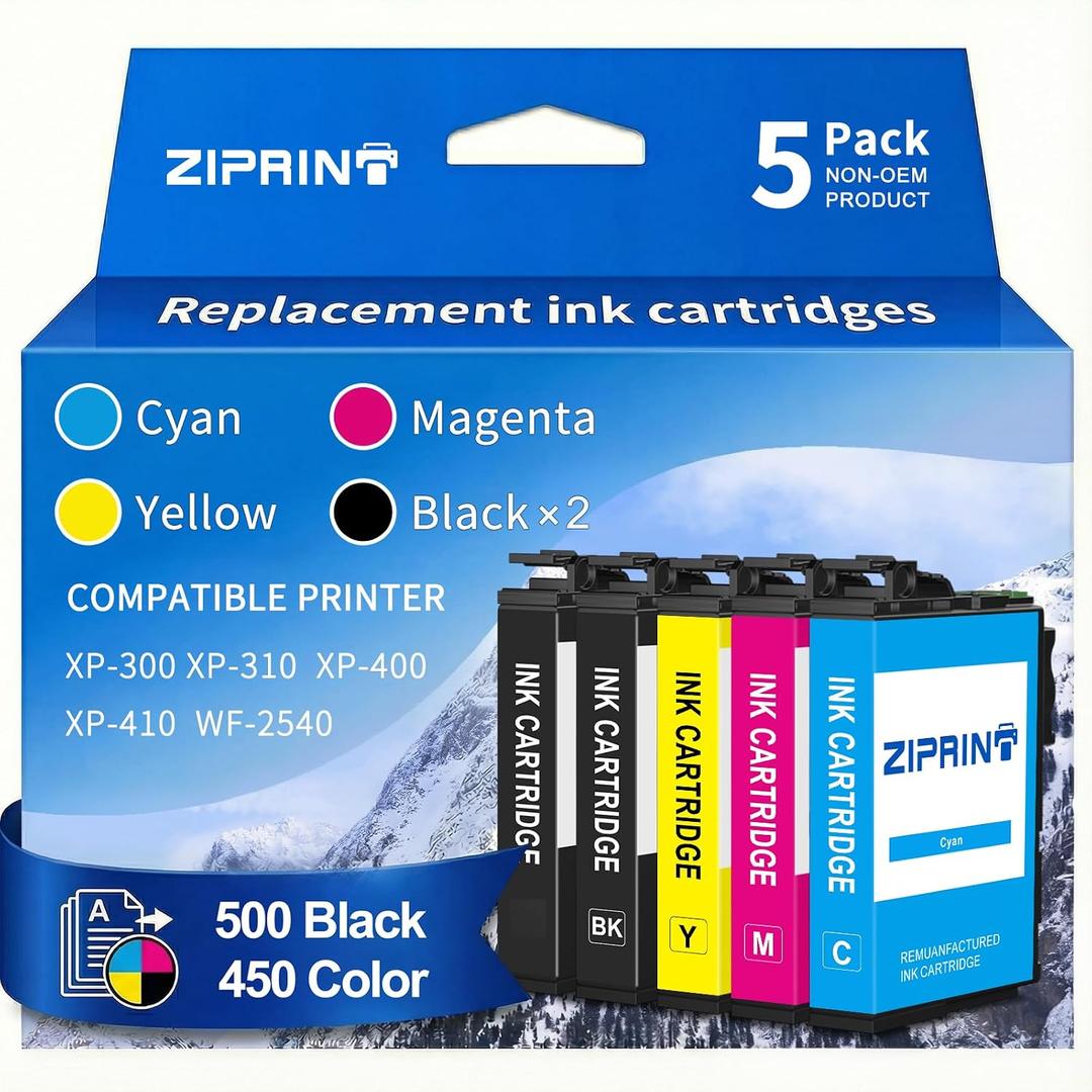 ZIPRINT Remanufactured Ink Cartridge Replacement for Epson 200XL T200XL Ink Combo Pack for XP-410 WF-2540 WF-2530 XP-310 XP-400 Printer (2 Black, 1 Cyan, 1Magenta, 1 Yellow)