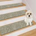 OJIA Stair Treads Non Slip Stair Runners for Wooden Steps, 8"x30" Rubber Backing Stair Mats Carpet Stair Tread Covers Staircase Step Treads for Dogs, Kids & Elders, Brown, 15PCS (Tan)