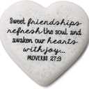 Friendships Are Sweet Scripture Heart 2.25 x 2.25 Cast Stone Plaque