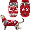 Dog Christmas Sweaters Christmas Sweater Cat Pet Xmas Clothes Cat Outfit Holiday Classic Winter Knitwear Warm Reindeer Snowflake Sweater for Kitty Puppy Dogs Cat (red)