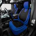 OASIS AUTO Custom Fit Seat Covers Compatible with Jeep Wrangler JL Unlimited (2018-2026) 4-Door, Waterproof Faux Leather, Fits Rubicon Sahara Sport (Black&Blue)