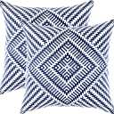 TreeWool Kaleidoscope Accent 20x20 Set of 2 Spring Summer Decorative Throw Pillow Covers 100% Cotton Home Decor Pillowcases for Sofa Living Room Couch (Navy Blue)