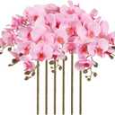 38 Inch 6 PCS Orchids Artificial Flowers Pink Fake Orchids Velvet Silk Orchids Faux Orchid Flowers Long Stem Artificial Flowers for Tall Vase for Home Wedding Decoration(Baby Pink)