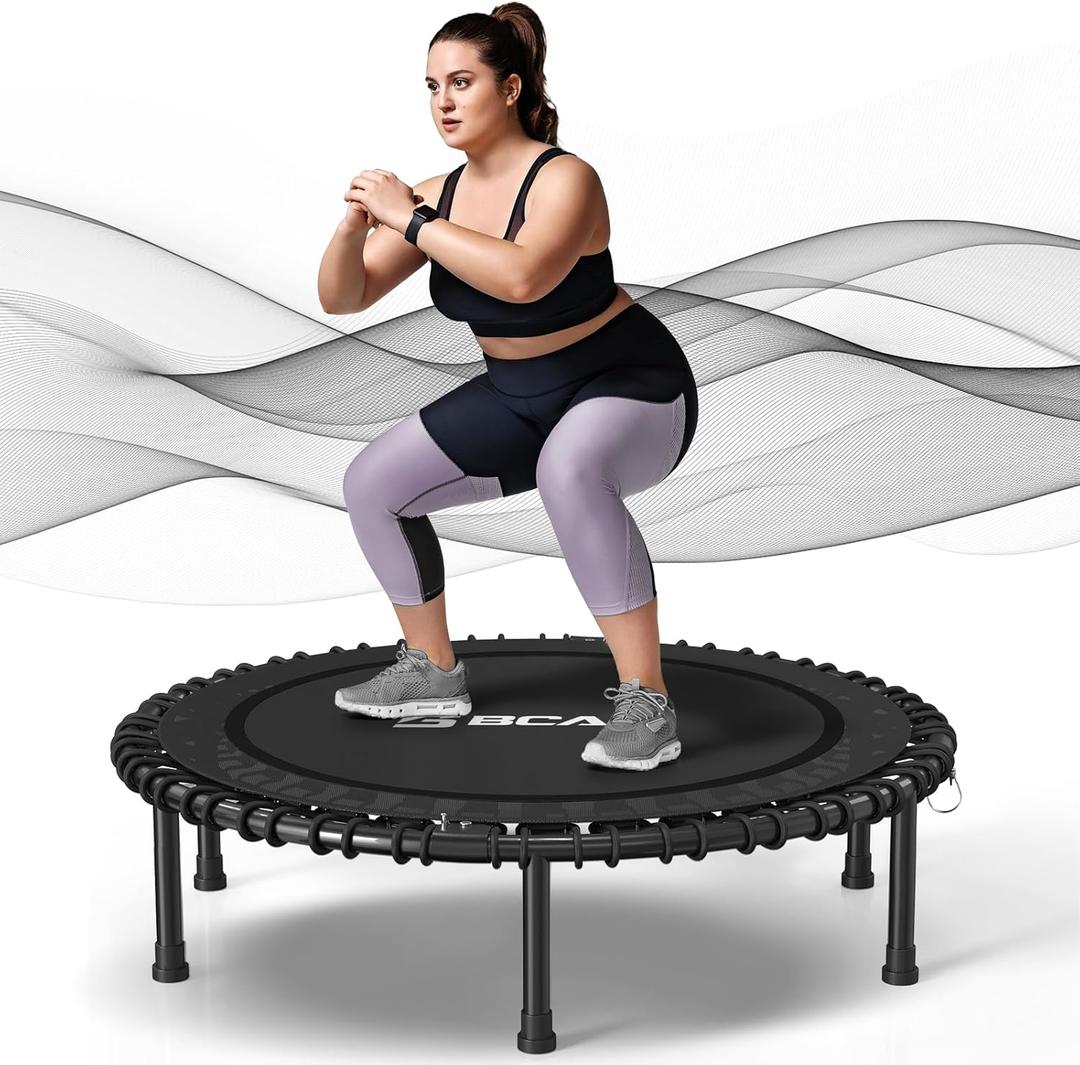 BCAN 450/550LBS Mini Rebounder Trampoline for Adults, 40"/48" Foldable Fitness Trampoline with Bungees, Quiet & Stable Exercise Trampoline Indoor/Home/Garden (BT2, Without Handle)