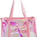 ONEART Holographic Clear Tote Bags, Waterproof Shoulder Bag, Clear Tote Bag with Zipper, Unisex Handbag