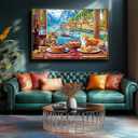 500 Piece Puzzles for Adults Clearance, Seaside Landscape Colorful Houses Window Cats Scenes Challenging Art Puzzle for Gifts Party Games Family Fun, 23" X 15" Dust Free