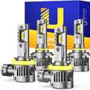 FAHREN  H11 9005 LED Bulbs Combo,   Super Brighter, 1:1 Size Easy Installation 9005 H11 Driving Light Bulbs, Plug-N-Play Canbus Ready, Pack of 4