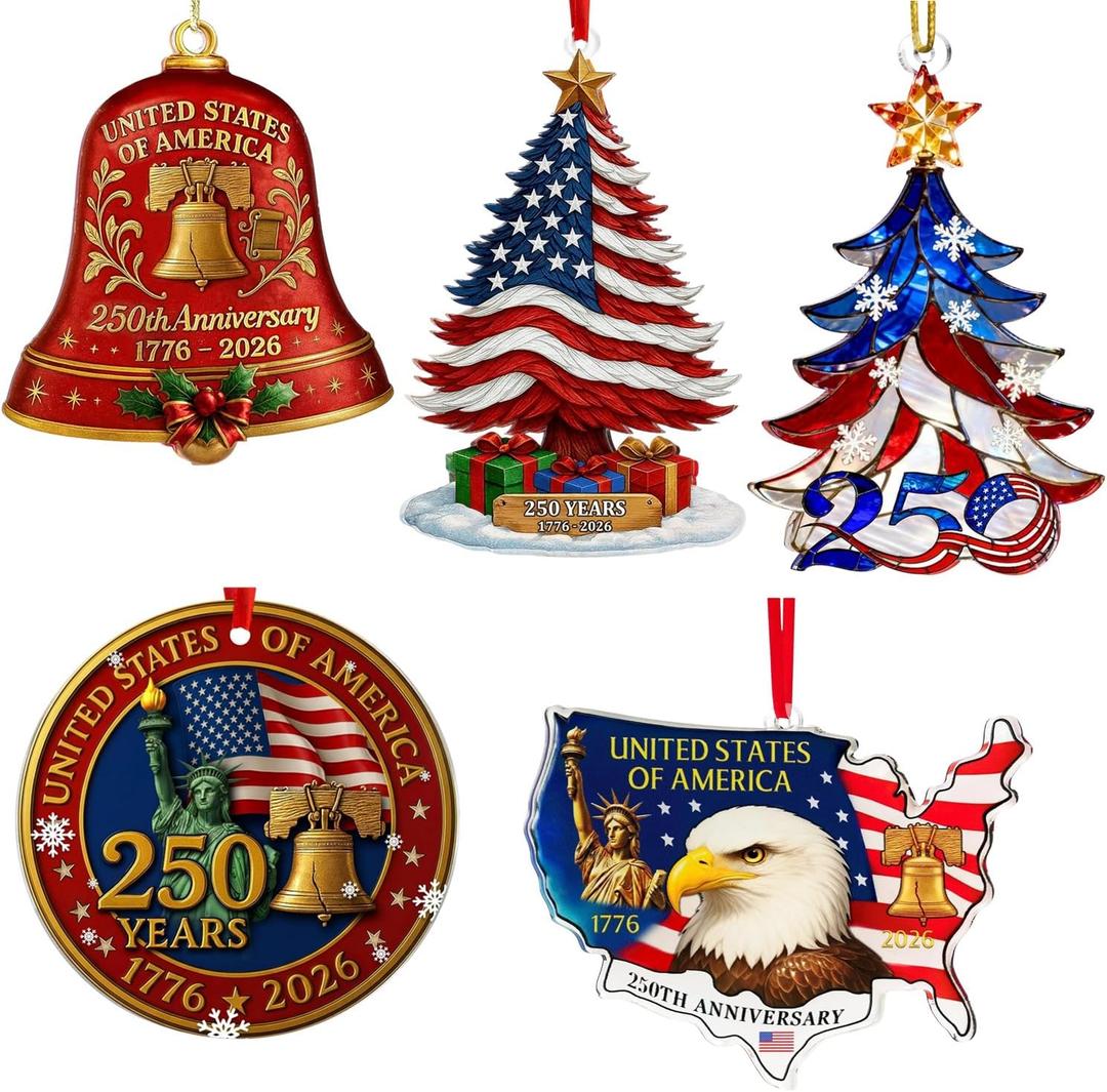 5 Pcs 250 Anniversary US Merchandise America Patriotic Decorations 4th of July US Ornament Acrylic 250th Birthday Gifts Fourth of July Decor