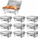 Chafing Dish Buffet Set, 8QT Stainless Steel Chafing Dishes for Buffet, Full Pan Chafing Dish, Buffet Servers and Warmers for Party, Wedding, Catering (5 PACK)