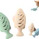 2Pcs Silicone Cat Toys, Multi-Functional Chew, Treat Dispenser, Interactive Feeder Toy for Indoor Cats, Food Puzzle Kitten Teething Toys, Durable Pet Training Toy with Catnip Ball (Pink&Green /Blue)