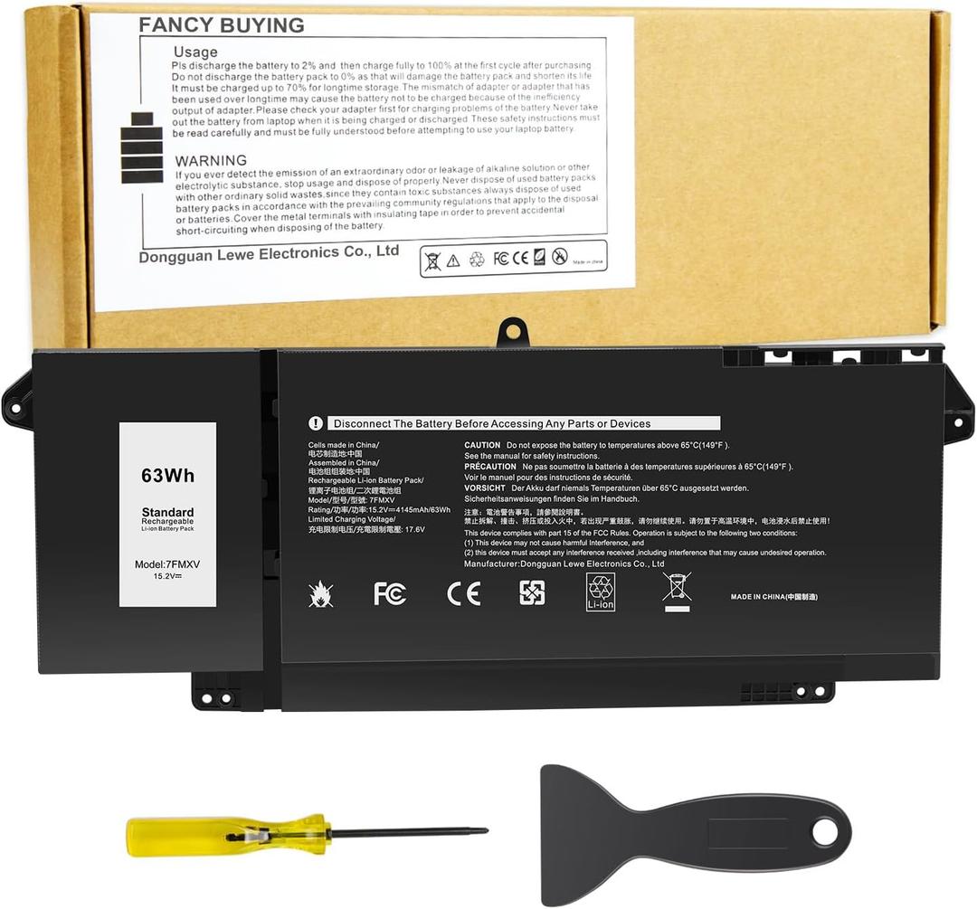 7FMXV Laptop Battery for Dell Latitude 5320 7320 7420 7520 Latitude 5320 2-in-1/7320 2-in-1/7420 2-in-1 P133G P134G P135G P136G P138G P139G P110F 9JM71 4M1JN 1PP63 727CG HDGJ8 MHR4G TN2GY 0TN2GY