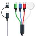 4 in 2 Multi Charging Cable for Apple Watch Charger, Travel Essentials Charger, Portable USB C/Micro USB Cord Compatible with iWatch 11-1, iPhone 17-11, iPad, Airpods, Android Phones, 4FT