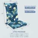 LVTXIII Outdoor Rocking Chair Cushion Set, All Weather Patio Tufted Seat Cushion with Ties, Fade Resistant Seat Cushions for Garden Rocker,43x19x3, 2 Count, Swaying Palms Blue