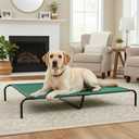 Amazon Basics Cooling Breathable Elevated Dog Bed with Durable Metal Frame for Large Dogs, X-Large, 60 x 37 x 9 Inch, Green, Easy to Clean