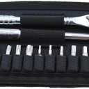 Prestacycle T-Handle Ratchet Wallet Kit  Compact 3-Way Ratchet Tool Kit with 12 Bike-Specific 1/4 Hex Bits, Bicycle, Extension Bar & Slim Carry Case