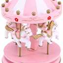 Miniature Carousel, Home Desk Christmas Birthday Valentine 7.08X4.13X4.13 Inch