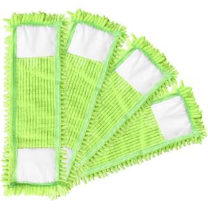 4Pcs Soft Flat Mop Refill Pads, High Absorption Cloth for Multi-Surface Floor Cleaning, 15.35-inch Board Compatible, Green