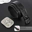 XZQTIVE Women Men Western Belt Vintage Country Belts For Cowgirl Cowboys Genuine Leather Belt with Silver Diamond Buckle