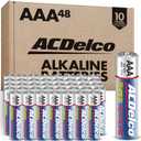 ACDelco 48-Count Triple AAA Batteries, Maximum Power Super Alkaline Battery for Home and Office, 10-Year Shelf Life, Reclosable Packaging
