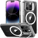 ESR for iPhone 14 Pro Case, Compatible with MagSafe, Built-in Camera Ring Stand, Military-Grade Protection, Magnetic Phone Case for iPhone 14 Pro, Classic Kickstand Case (HaloLock), Clear 