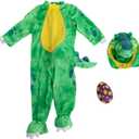 Spooktacular Creations Halloween Dinosaur Costume Kids, T.rex Costume Outfit with Egg for Toddler Child Dress Up Party (Green, M)