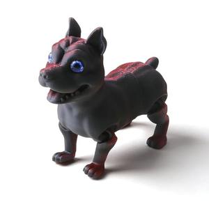 WUALAIER 3D Printed Dog Model, Multi Color Flexible Animals Toy Statue, 3D Printed Cute Pet Toy, Movable Joints, Festival Gifts, Fidget Toys for Executive Home Office Decor (Red-Black)