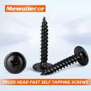 MewuDecor #10 x 1-1/4" Wood Screws Truss Head Fast Self Tapping Screws, Black Finish, Alloy Steel, 100 PCS