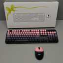 Wireless Keyboard and Mouse, MOFII 104 Round Keycaps Retro Typewriter with OTG & Brush, Full-Size Ergonomic, Ideal for Windows PC, Home, Office and College Peach Pink
