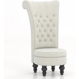 MU Dutch Velvet High Back Chair, Living Room Furniture Royal Accent Seat, Throne Chairs Simply Elegant Style for Living Room, Bedroom (Cream)