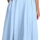 Parthea Summer Corset Midi Dress Square Neck A Line Flowy Sundress Casual Beach Wedding Guest Dresses for Women (Blue, L)