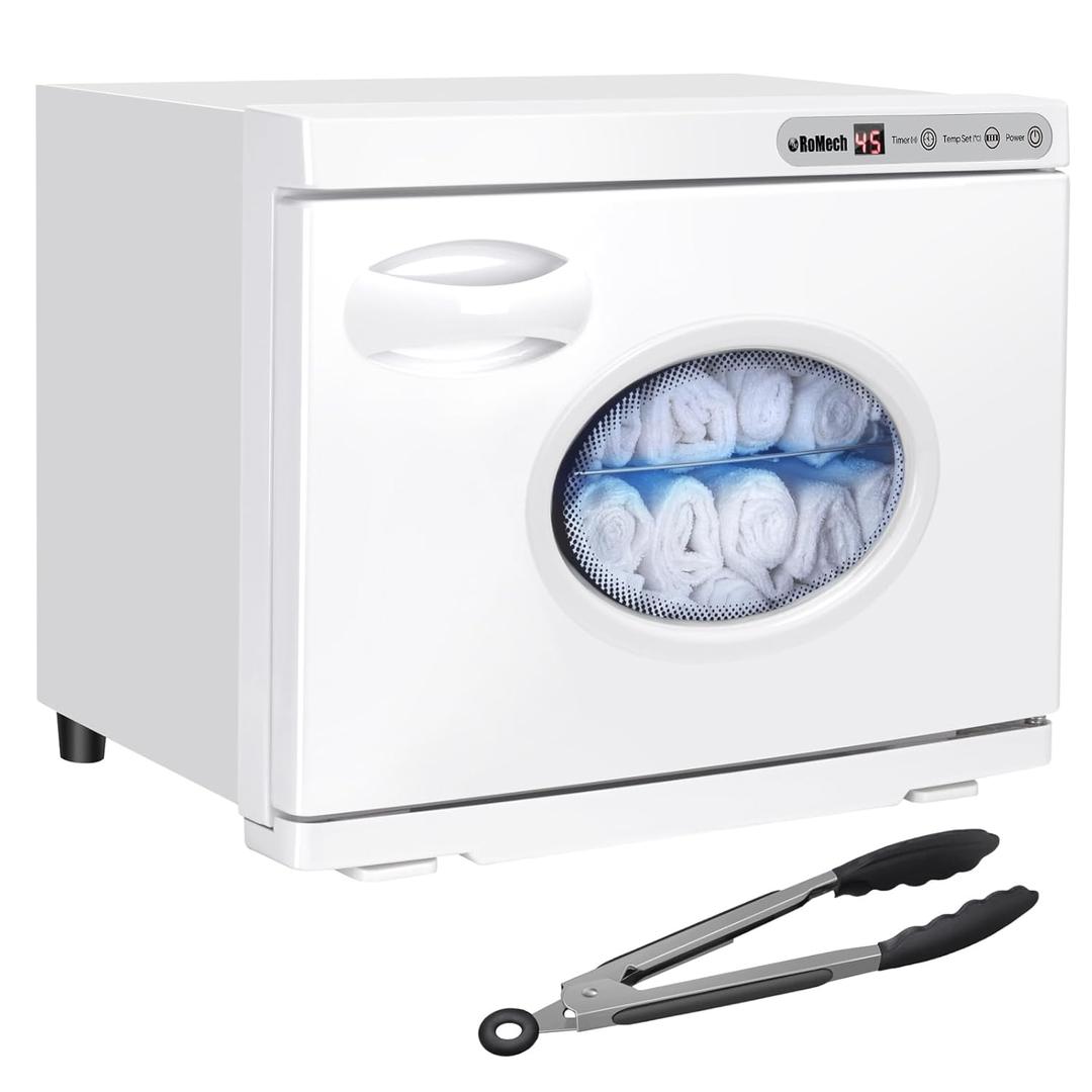 ROMECH 23L Hot Towel Warmer Cabinet, Professional Towel Heater with LED Temperature Display Setting, Extra Large Capacity Towel Warmers for Spa Massage Salon Home (White, 23L)