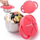 Bufilea 1 Pack Snack Containers for Toddlers, Stainless Steel Toddler Snack Cups with Silicone Food Catcher & Lids,Snack Cups for toddlers Spill Proof (Rosepink)