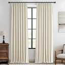 Pinch Pleated Farmhouse Curtains 100 Percent Blackout Window Dining Room Curtains 96 Inches Long Burlap Rustic Linen Drapes for Living Room Insulated with Hooks for Track System 2 Panels (40"W x 96"L (Pack of 2))