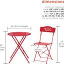 Alpine Corporation Indoor/Outdoor 3-Piece Bistro Set Folding Table and Chairs Patio Seating, Red