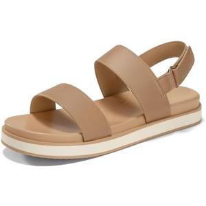 Coutgo Womens Flat Sandals Comfortable Arch Support Adjustable Double Strap Lightweight Summer Platform Sandals, Size 8.5