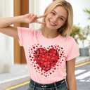Hearts Valentines Shirts for Women  Love Heart Valentines Day Tshirt Cute Tops (XXL)