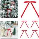 4 x Red Velvet Ribbon Christmas Bow 5 x 7 Inches Premade Red Bows for Christmas Tree Hanging Decorations Gift Wrapping Wreaths Crafts Outdoor Indoor Home Decor Wedding, Pack of 24