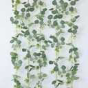 4  Packs 340" Artificial Vines Eucalyptus Garland Fake Vine with Silk Leaves Green Garland Faux Hanging Plants Greenery Decoration for Room Table Centerpieces Wedding Decor (Eucalyptus)